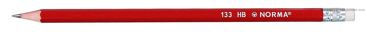 Олівець графітний з гумкою НВ корпус червоний NORMA - фото 2