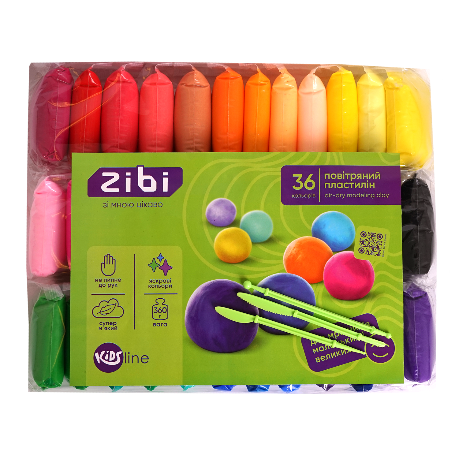 Пластилин лёгкий (воздушный) 36цв.*10г. + 3 стека KIDS Line ZiBi - фото 1
