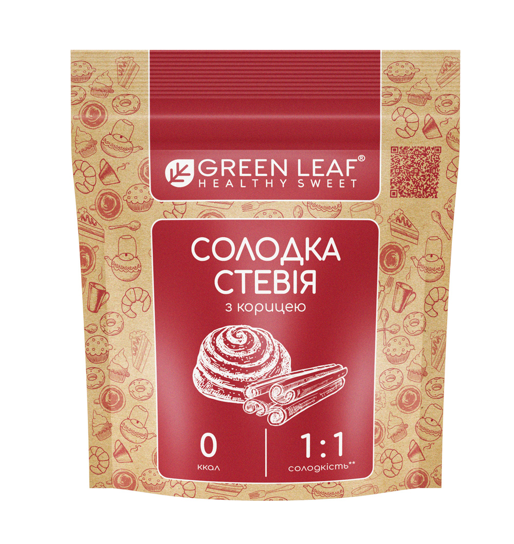 Цукрозамінник Стевія солодка 100гр. З корицею (1:1) Green Leaf - фото 1
