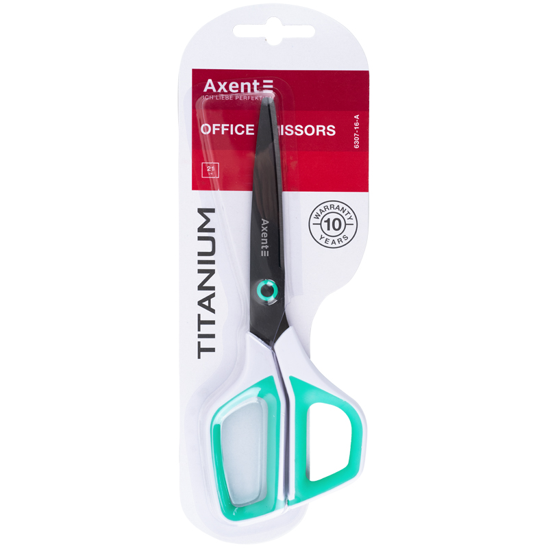 Ножницы 21см. Titanium, бело-бирюзовые  Axent - фото 3
