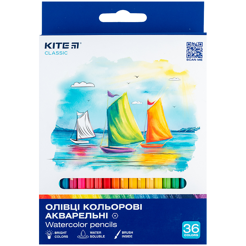 Олівці кольорові акварельні, 36 шт. Kite Classic Kite — фото 5