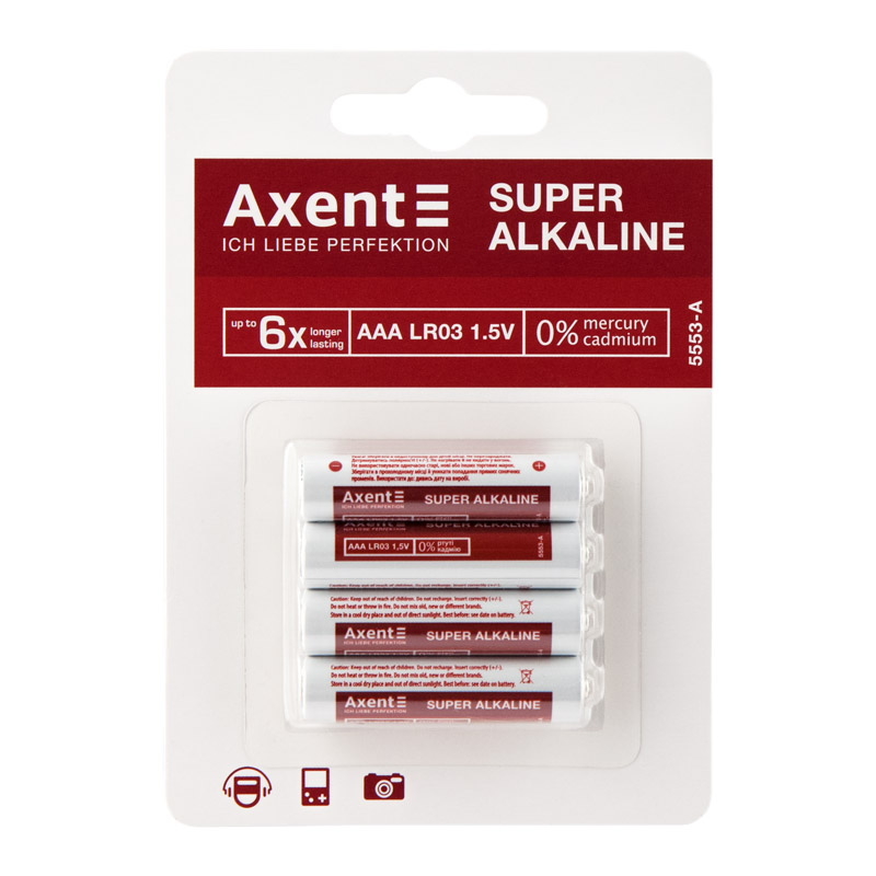 Батарейка LR3 (ААА) Alkaline, 4шт/уп. 5553-A Axent — фото 3