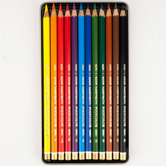 Олівці кольорові,12кол., художні POLYCOLOR, метал./коробка Koh-i-noor — фото 4