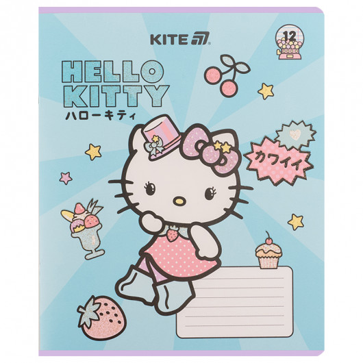 Тетрадь 12 лист., лин., УФ лак + глитер, Hello Kitty-1 (HK25-234-1) Kite - фото 14
