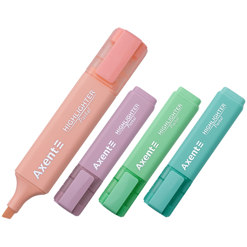 Маркер текстовий Highlighter 2537-A, 1-5 мм клиноп., набір 4 кольори, пастель Axent — фото 3