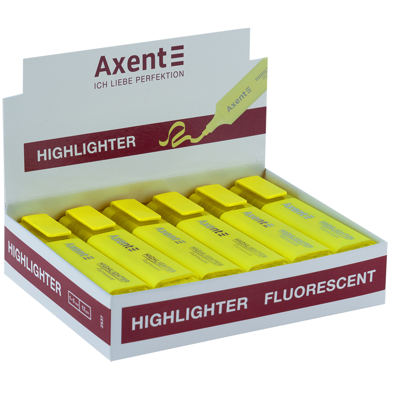 Маркер текстовый Highlighter 2537-A, 1-5 мм клиноп., желт. Axent - фото 3
