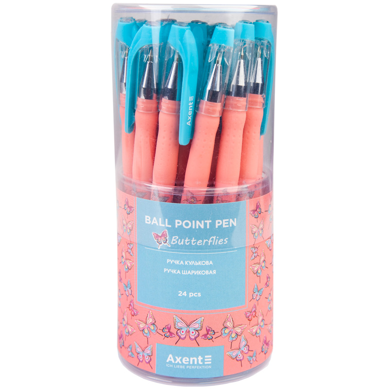 Ручка шариковая Butterflies 0,5мм., корпус ассорт., ст. син. Axent - фото 1