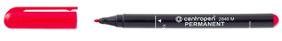 Маркер перманентний, круглий наконечник 1мм. (M) 2846, червон. Centropen — фото 4