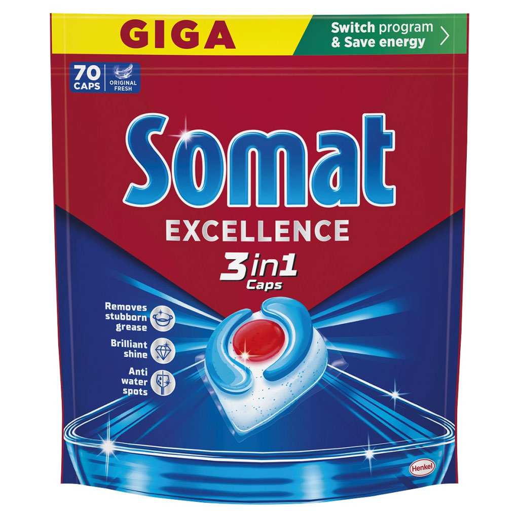 Таблетки для посудомоечных машин, 70шт/уп. Excellence 3 in 1 Somat - фото 3
