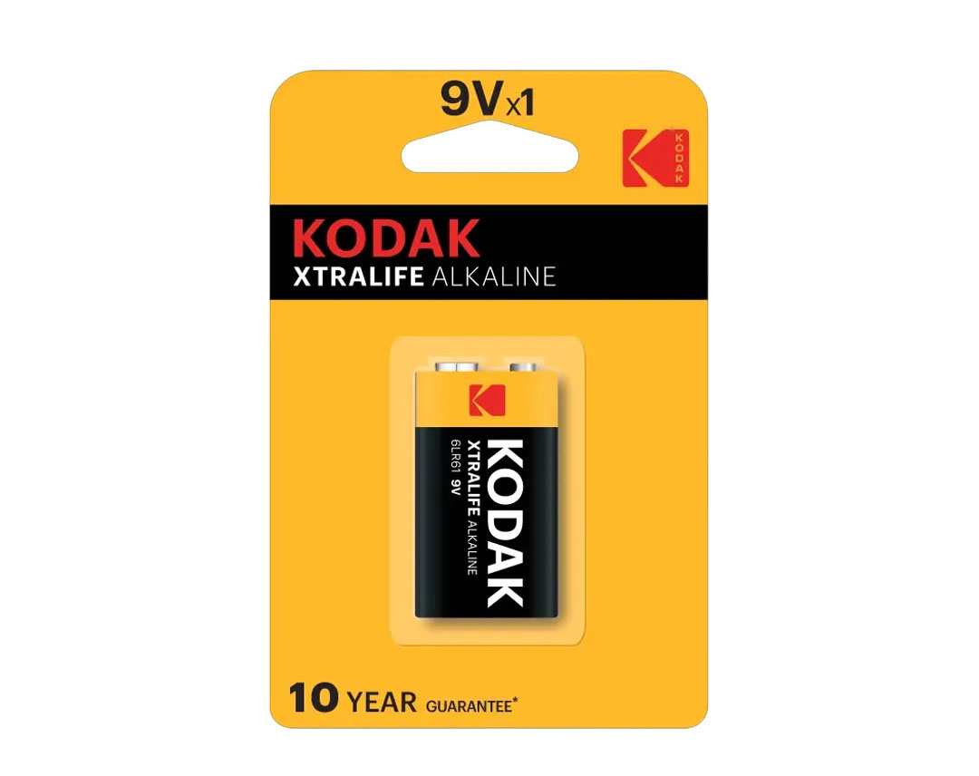Батарейка 9V XtraLife, 6LR61/MN1604/6LP3146/6LF22/PP3/ER9V/Крона/Корунд, Alkaline Kodak — фото 1