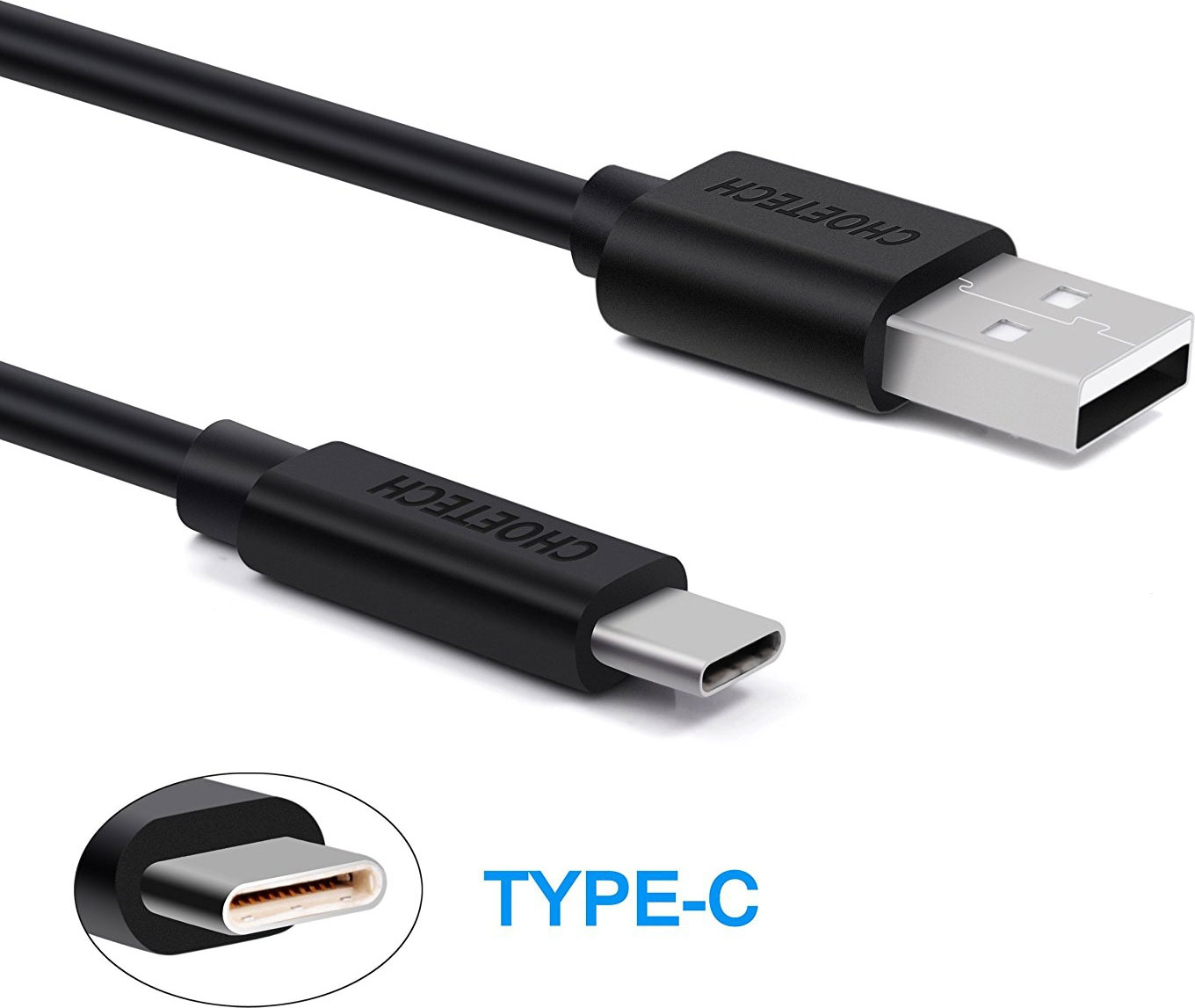 Кабель USB-A 2.0 - Type-C, 3A, 1,0м., чорн. (AC0002) CHOETECH — фото 1