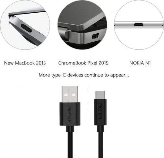 Кабель USB-A 2.0 - Type-C, 3A, 1,0м., чорн. (AC0002) CHOETECH — фото 6