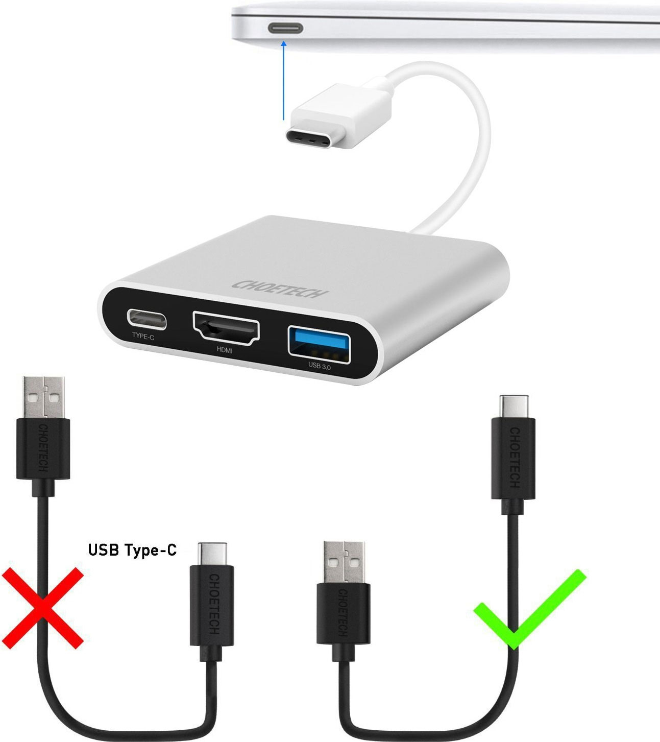 Кабель USB-A 2.0 - Type-C, 3A, 1,0м., чорн. (AC0002) CHOETECH — фото 9