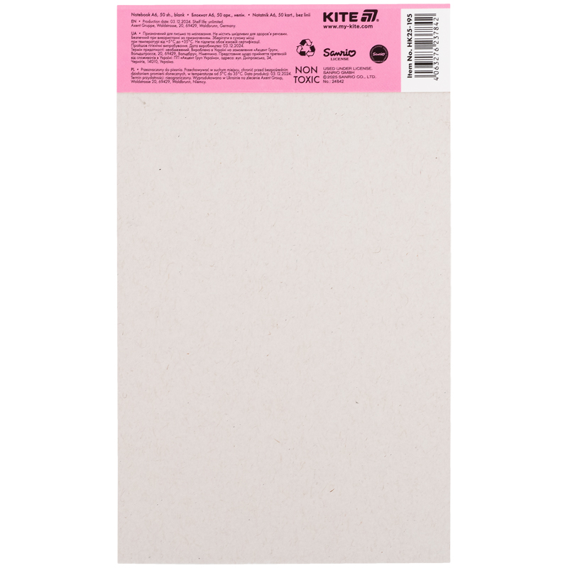 Блокнот-планшет, A6, 50 арк., безлін. Hello Kitty (HK25-195) Kite — фото 10