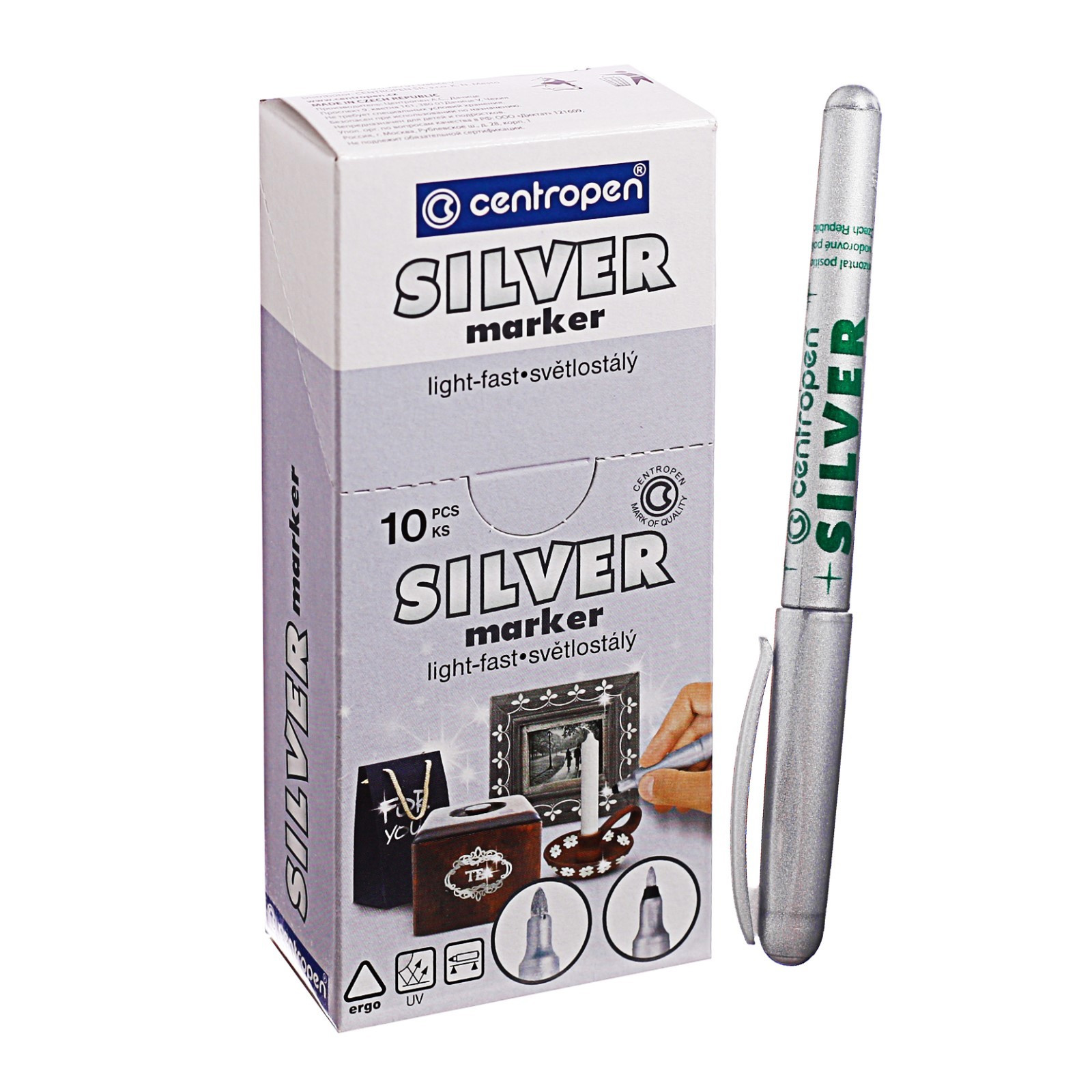 Маркер Silver 2670, круглий накінечник, 1мм., срібл. Centropen — фото 5