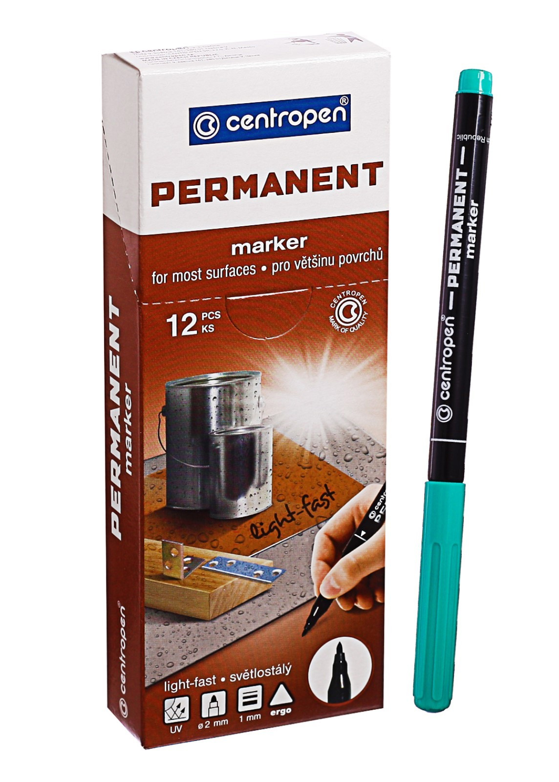 Маркер перманентний, круглий наконечник 1мм. (М), 2536, зелен. Centropen — фото 5