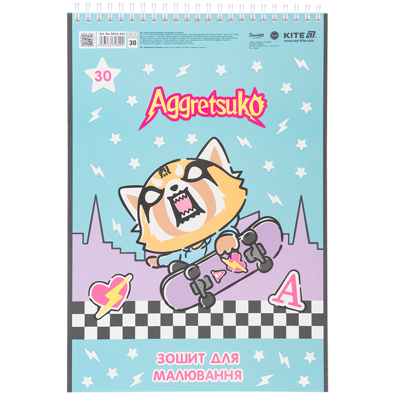 Зошит для малювання, 30 арк., спір., софт тач + УФ лак, «Aggretsuko» Kite — фото 7