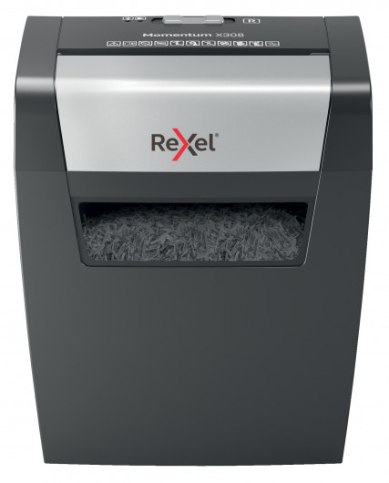 Знищувач документів Momentum X308  P3 8лист., перехресна різання, корзина 15л Rexel — фото 9
