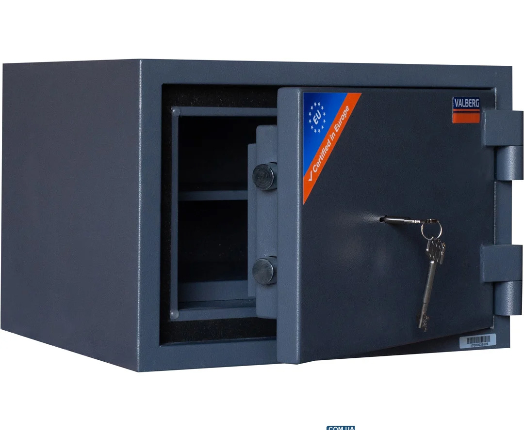 Сейф вогнезламостійкий (300*427*385мм.) ключовий замок, 1 полиця, 1 клас, ASG-30, графіт Valberg - фото 1