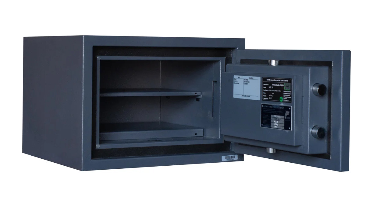 Сейф вогнезламостійкий (300*427*385мм.) ключовий замок, 1 полиця, 1 клас, ASG-30, графіт Valberg - фото 2