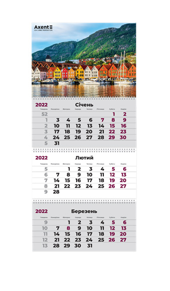 Календарь настенный квартальный на 2022 г. (3 пружини) Город Axent - фото 1