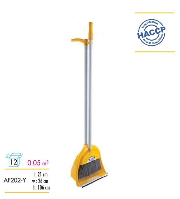 Набір для прибирання: щітка з довгою ручкою і совок для сміття, AF202, жовт. Uctem - фото 1