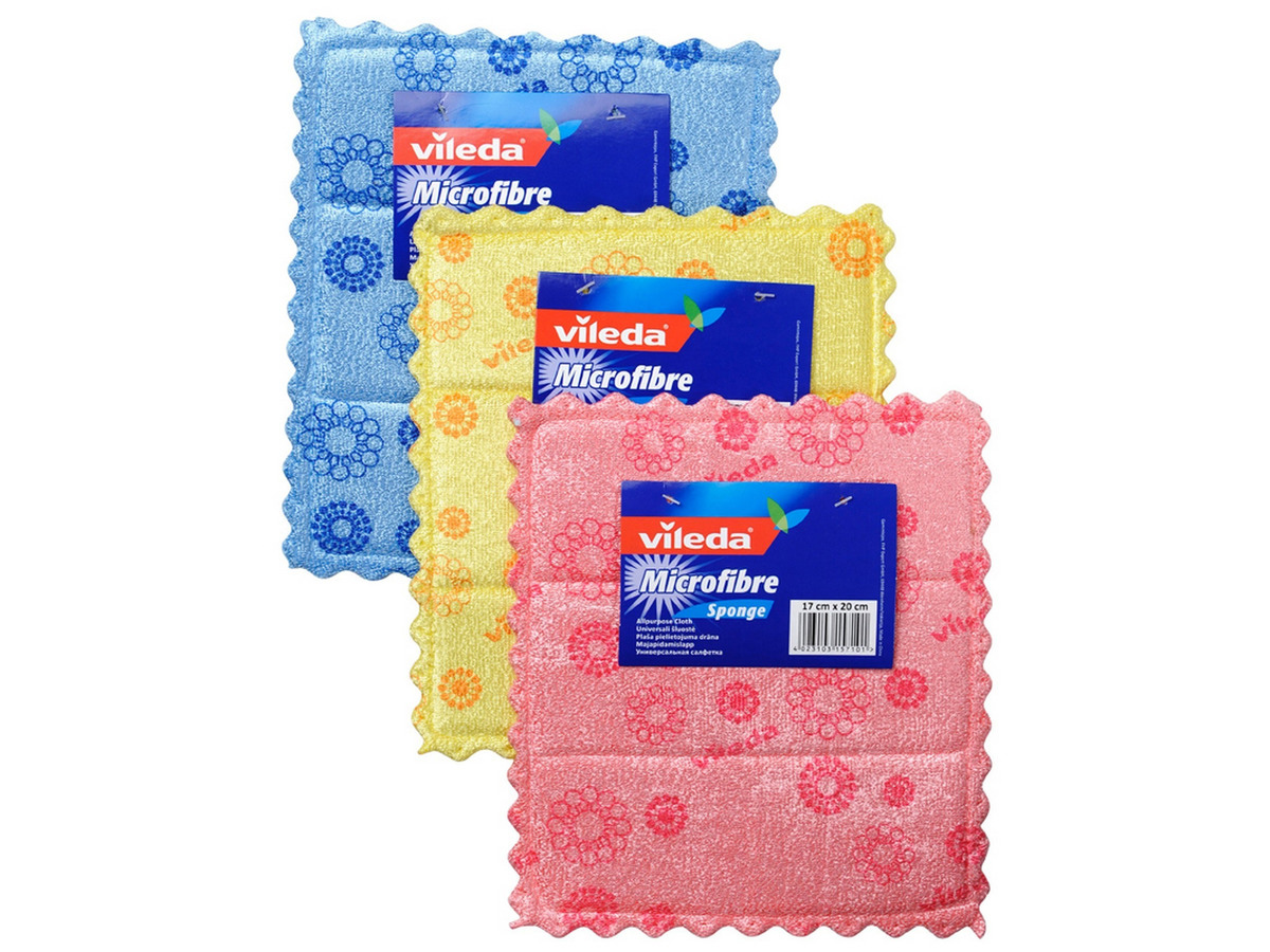 Микрофибра салфетка для посуды Micro and Sponge 17*20см 1шт./уп., ассорт. Vileda - фото 1