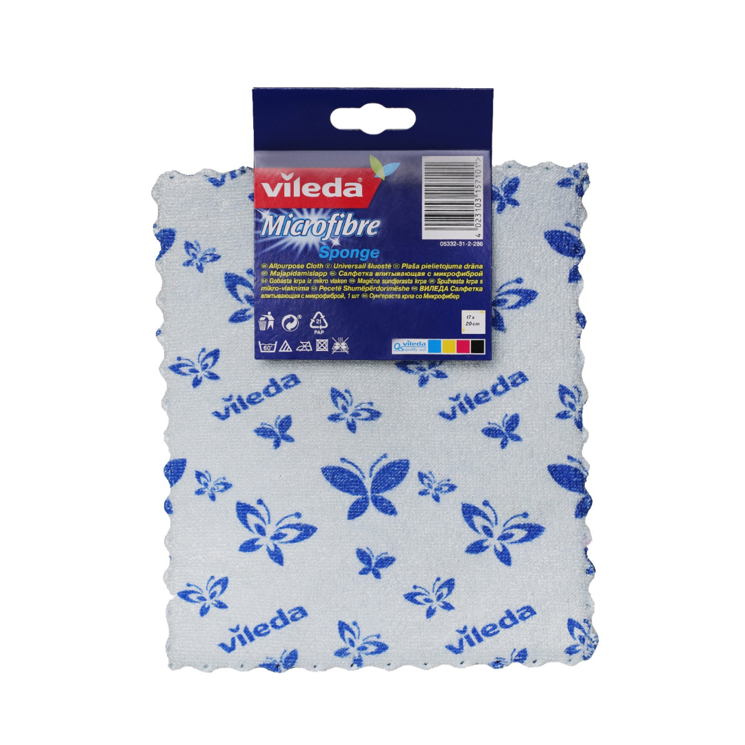 Микрофибра салфетка для посуды Micro and Sponge 17*20см 1шт./уп., ассорт. Vileda - фото 3