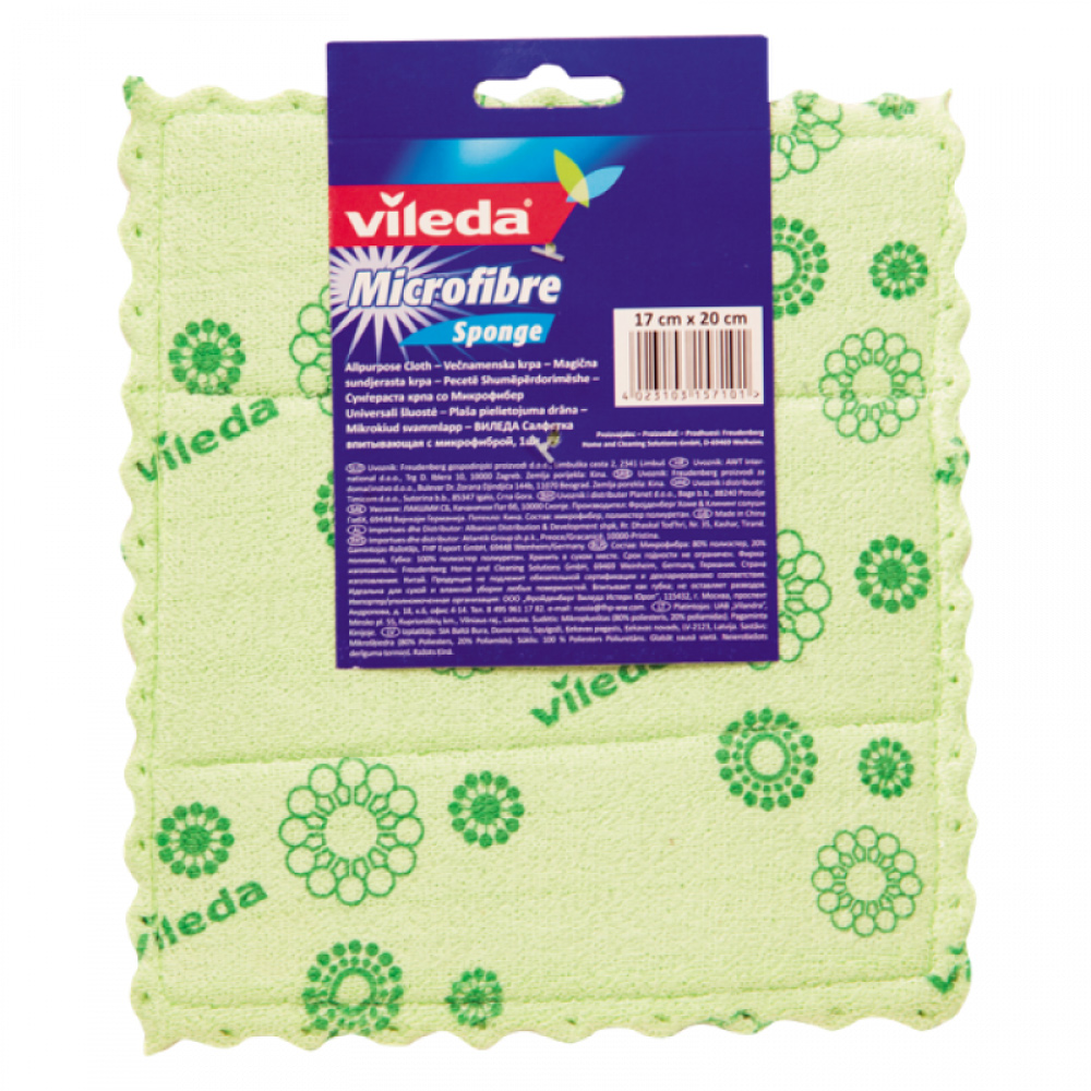 Микрофибра салфетка для посуды Micro and Sponge 17*20см 1шт./уп., ассорт. Vileda - фото 4