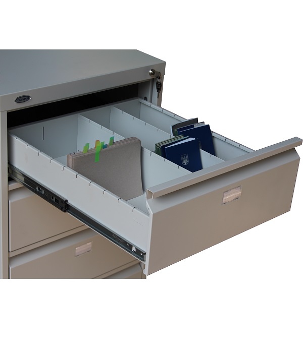 Шафа картотечна для трудових книжок на 3ящ., 710*570*602мм., металева з замком, сір. УХЛ-МАШ - фото 1