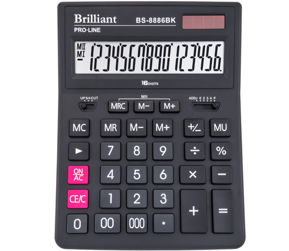 Калькулятор бухгалтерский BS-8886BK, 16 разрядов, 150х200х30мм., черн. Brilliant - фото 1