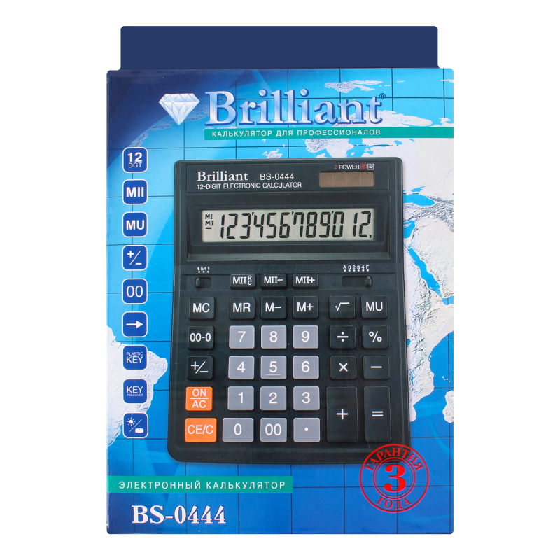 Калькулятор BS-0444, 12 розрядів, (153х199х31мм.), чорн. Brilliant - фото 3