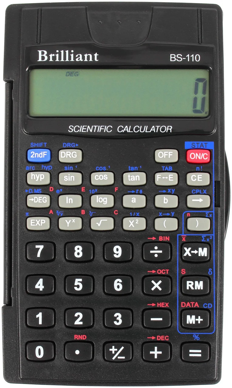 Калькулятор BS-110, 8+2 розрядів, (72х120х12мм.), 56 функцій, чорн. Brilliant - фото 1