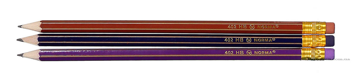 Олівець графітний з гумкою НВ, корпус з кольоровими та жовтими гранями, 12шт./уп. NORMA - фото 3