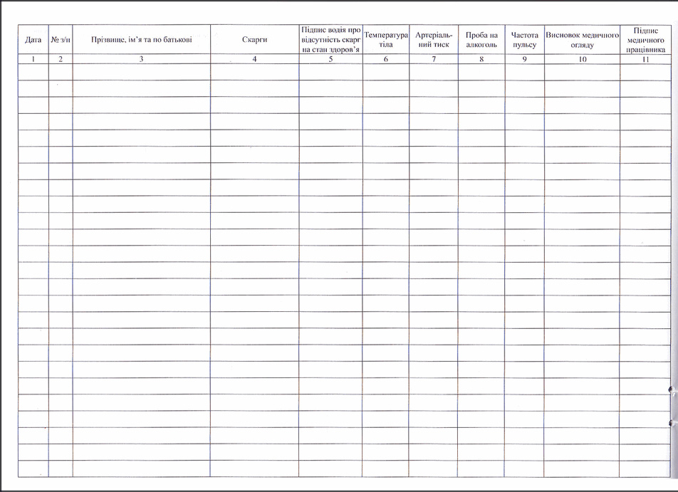 Журнал щозмінного передрейсового та післярейсовго медичних оглядів водіїв 48арк.офс А4, біл. Україна - фото 2