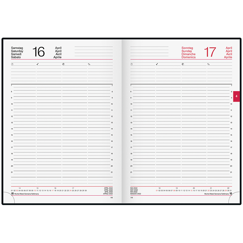 Щоденник датований 2022 Euro А4, 21х29см., чорн. Brunnen - фото 2