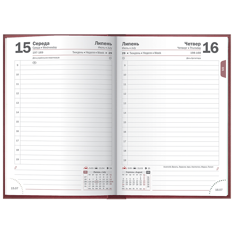 Ежедневник датированный 2022 карманный Torino, 10х14см., марсала Brunnen - фото 2