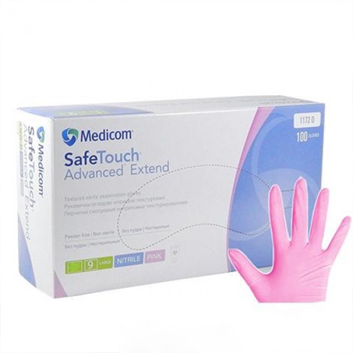 Рукавички нітрілові без пудри SafeTouch® Advanced™ Extend 1172-D (3,6г), разм. L, 100шт./уп., рожев. Medicom - фото 1
