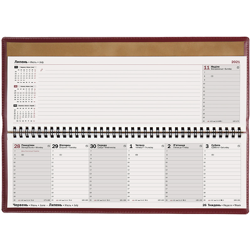 Планинг датированный 2022 Soft сменная обложка, 32.6x10.2см., борд. Brunnen - фото 2