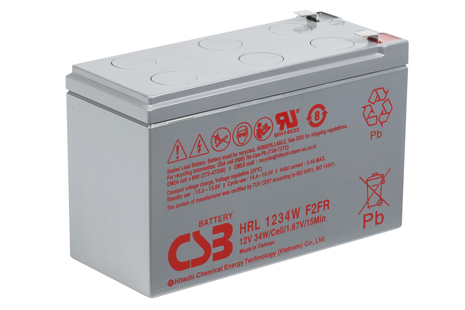 Аккумуляторная батарея для ИБП, AGM 12V 9Ah, 150*64*98,3мм, гелевая (HRL1234WF2FR) CSB - фото 1