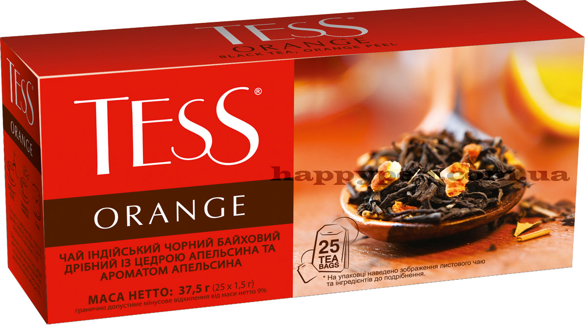 Чай чорний ароматизований Orange, 25пак. по 1,5г Tess - фото 1