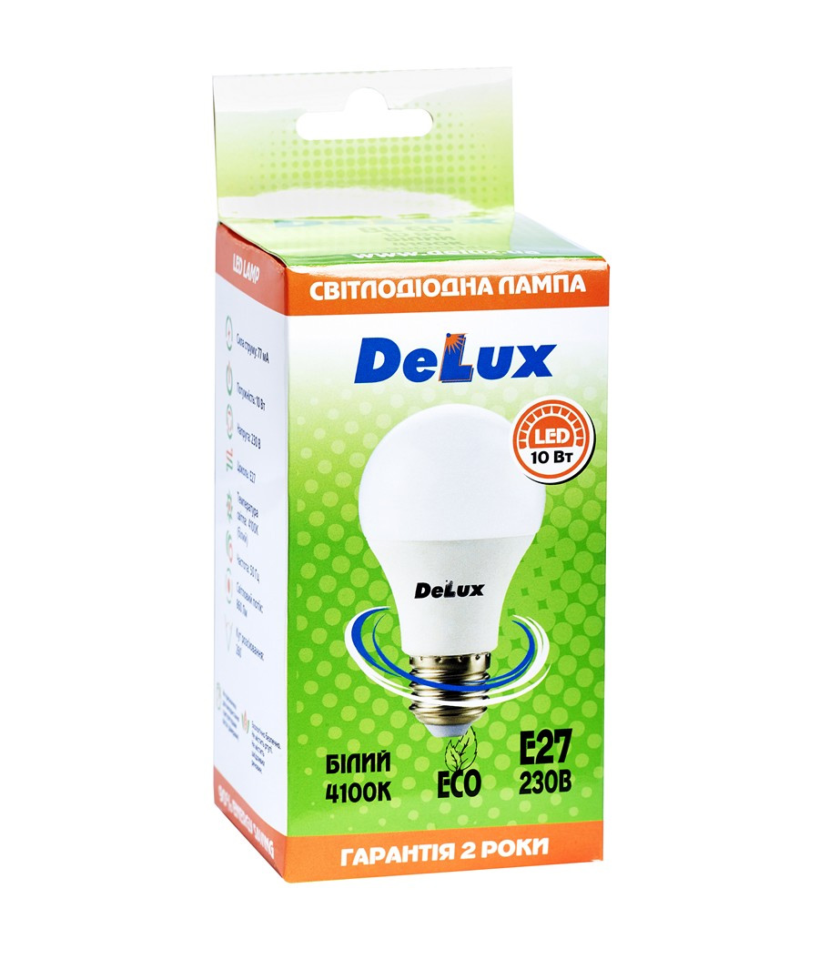 Лампа светодиодная LED Е27 BL60 10Вт. 4100К, бел. DeLux - фото 1