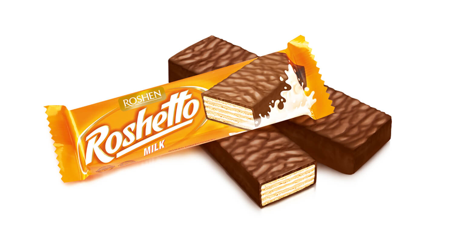 Батончик вафельный Roshetto Milk chocolate, 34г. Roshen - фото 1