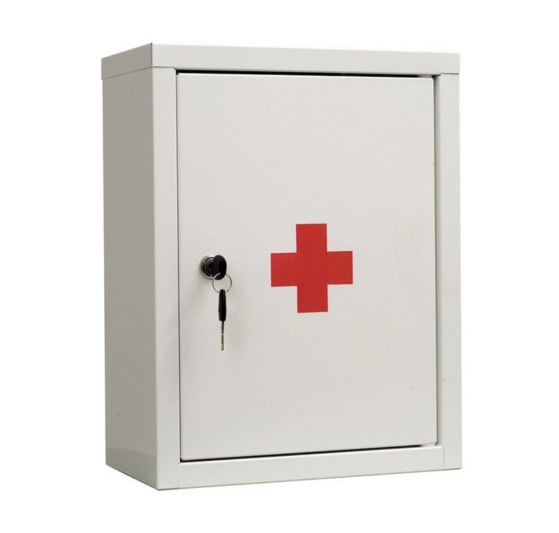 Аптечка медична 1 двері, 2 полиці (390*300*160) метал., замок, біл. Практик - фото 1