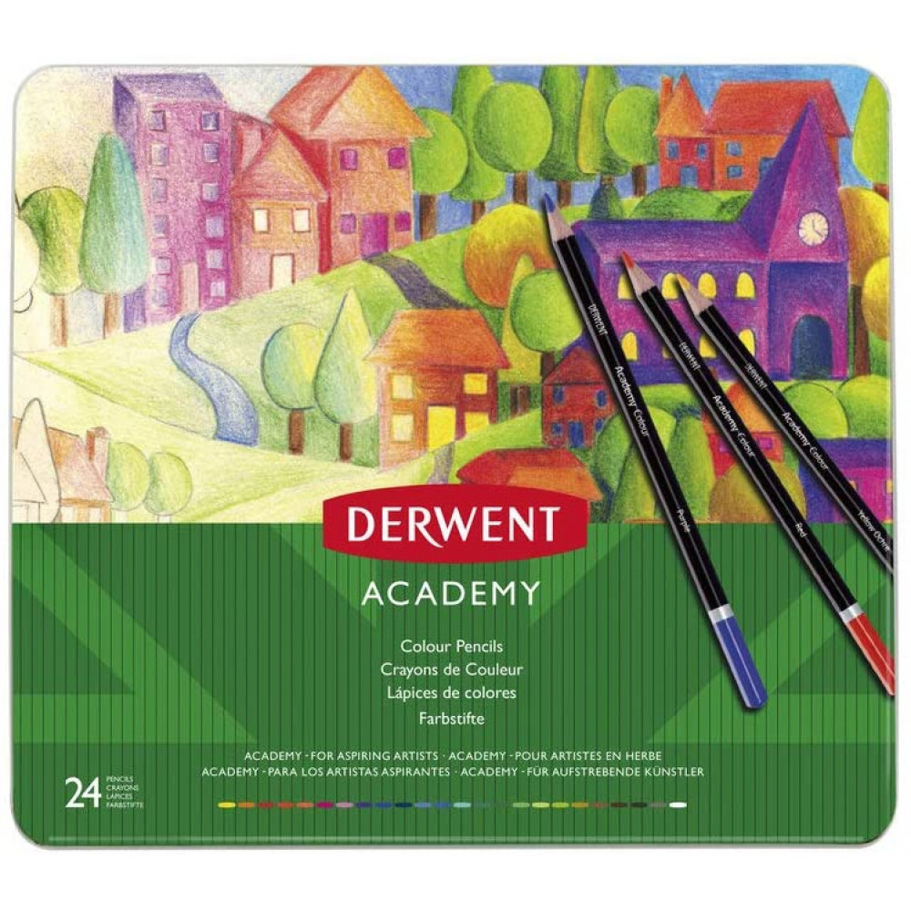 Олівці кольорові 24кол., Colour Penci, метал. коробка, асорті Derwent - фото 1