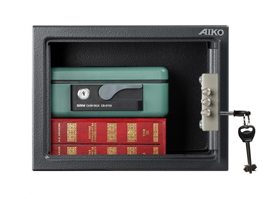 Сейф мебельный (230*310*250мм.) ключевой замок, 1 дверь, T-230 KL, графит AIKO - фото 1