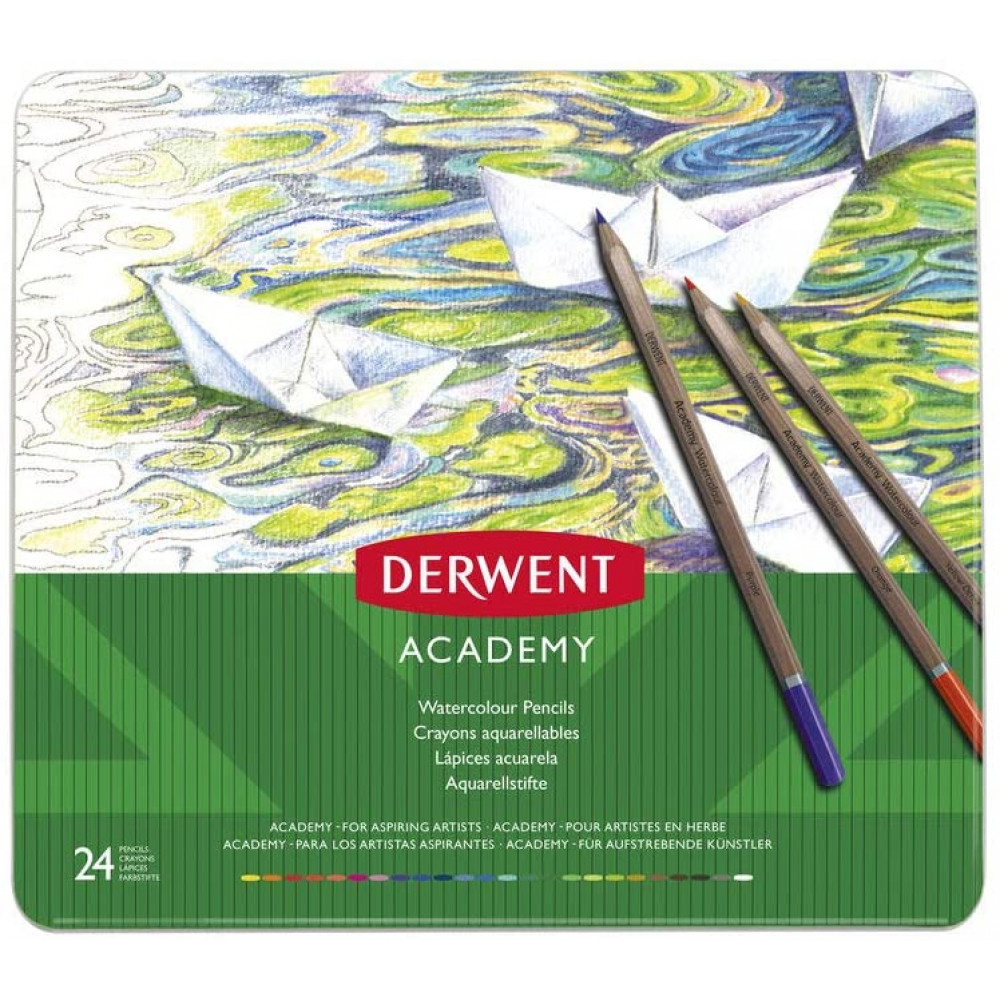 Карандаши цветные 24цв. акварельные Watercolour, метал. коробка, ассорт. Derwent - фото 1