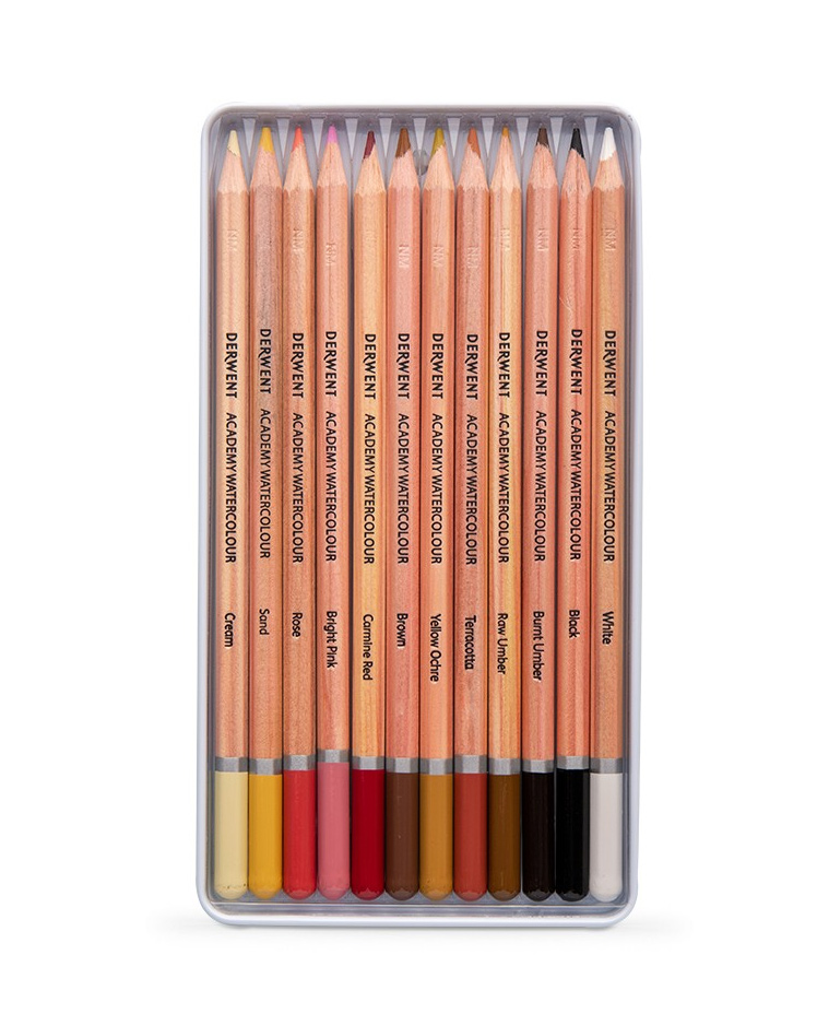 Карандаши цветные 12цв. акварельные Watercolour Skintones, метал. коробка, ассорт. Derwent - фото 3