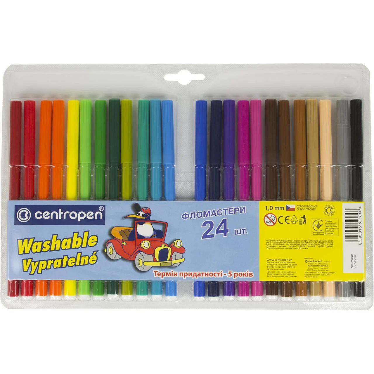 Фломастери, вентильований ковпачок, 24 кольорів., 7790 Птахи, асорті Centropen - фото 1