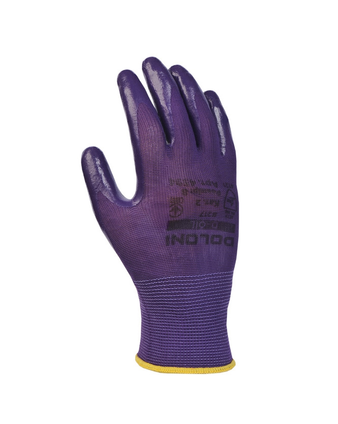 Перчатки трикотажные с нитриловым покрытием D-OIL, маслобензостойкие, размер 8 (M), фиолет. Doloni - фото 2
